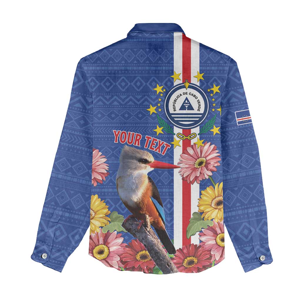 Personalised Cabo Verde Women Casual Shirt Grey-Headed Kingfisher Mix Gerbera Daisy LT15