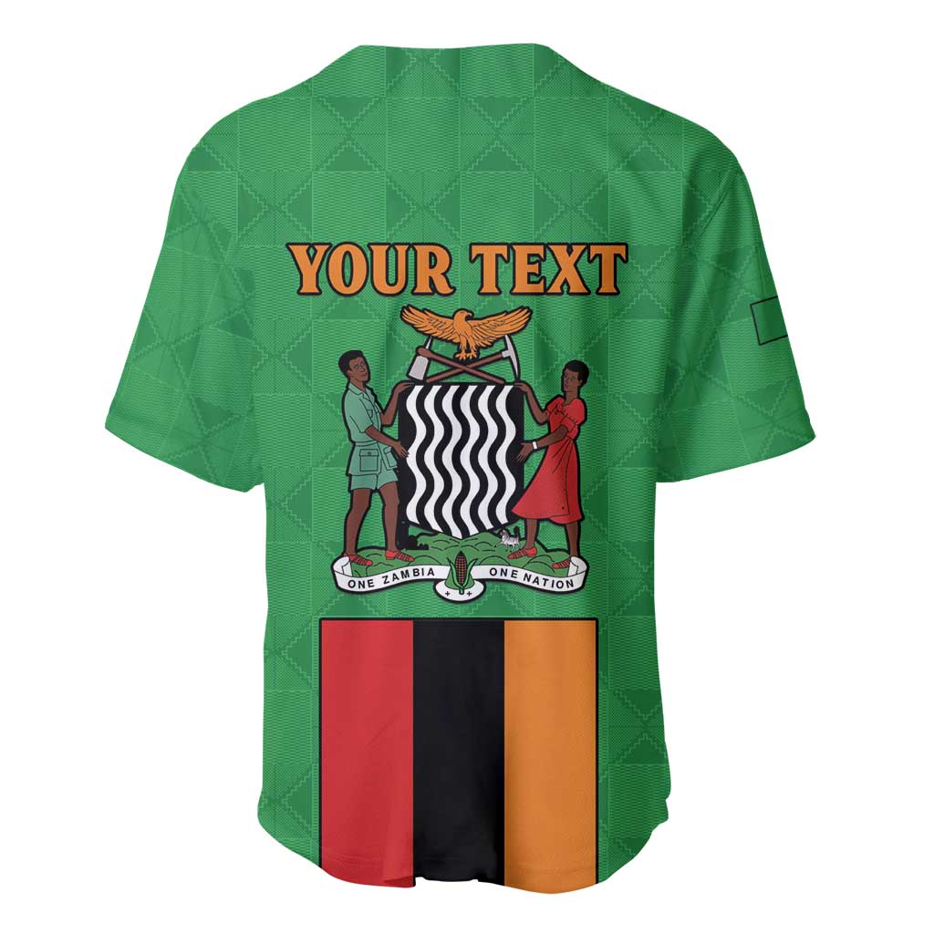 Personalised Afro Zambia Baseball Jersey Flag Style Mix Kente Pattern LT15