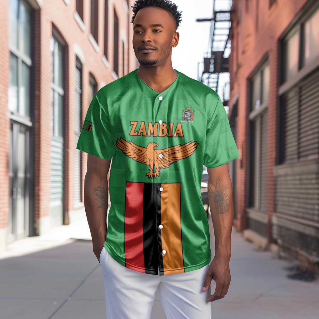 Personalised Afro Zambia Baseball Jersey Flag Style Mix Kente Pattern LT15