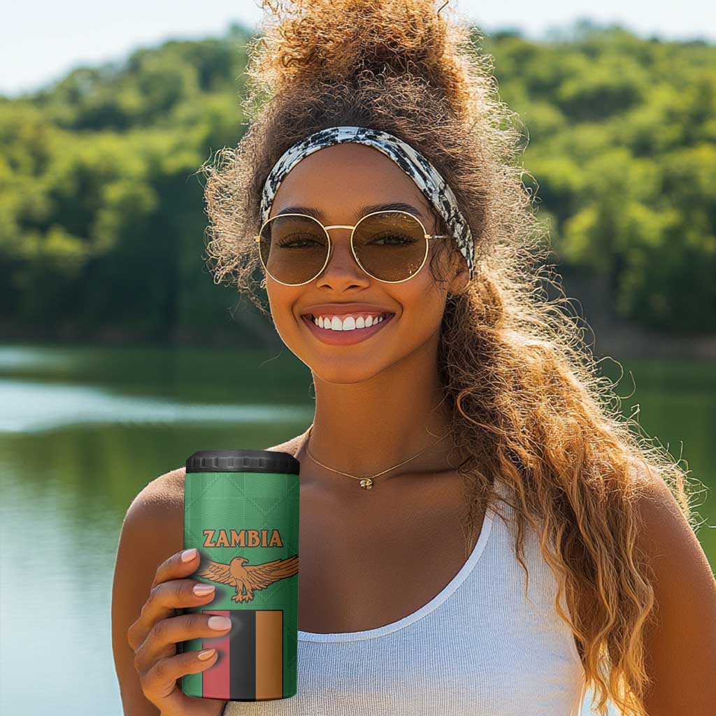 Personalised Afro Zambia 4 in 1 Can Cooler Tumbler Flag Style Mix Kente Pattern LT15