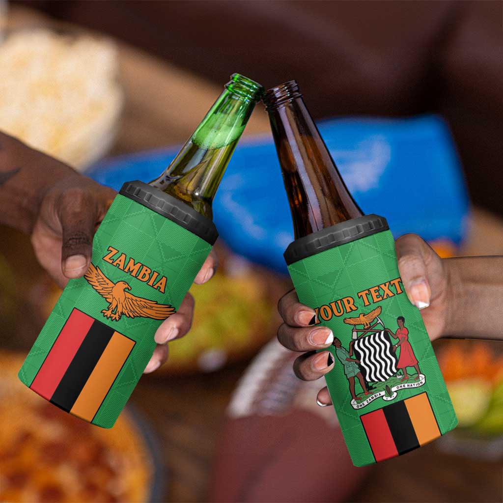 Personalised Afro Zambia 4 in 1 Can Cooler Tumbler Flag Style Mix Kente Pattern LT15