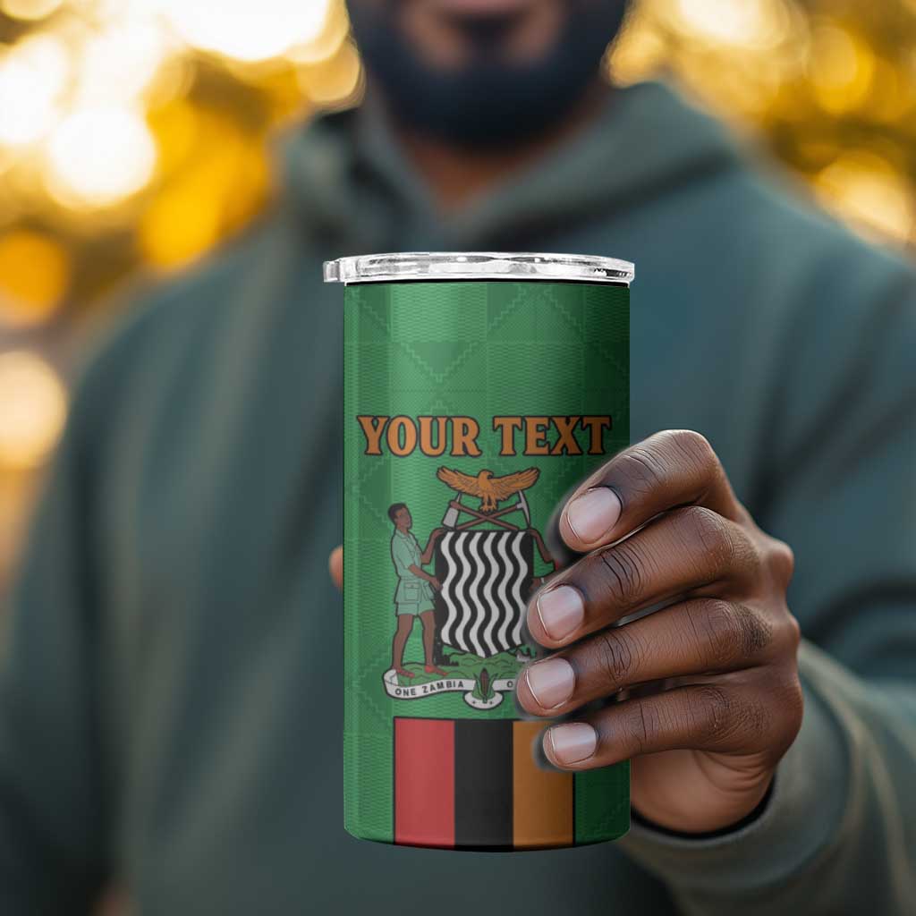 Personalised Afro Zambia 4 in 1 Can Cooler Tumbler Flag Style Mix Kente Pattern LT15