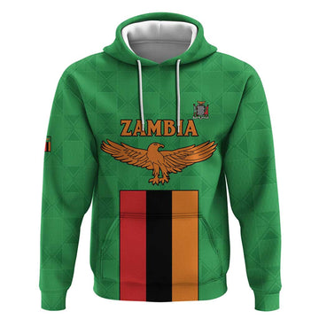 Personalised Zambia Hoodie Flag Style Mix Kente Pattern LT15