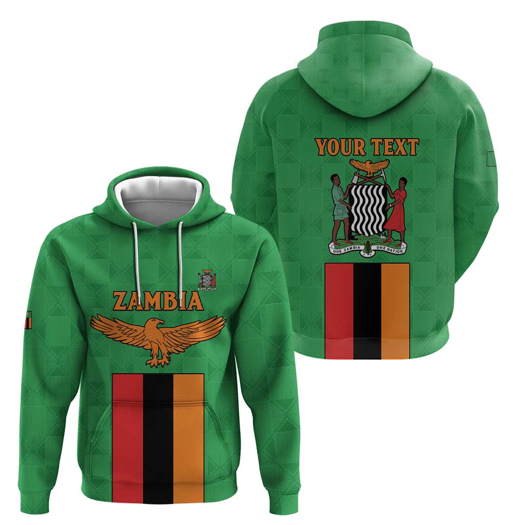 Personalised Zambia Hoodie Flag Style Mix Kente Pattern LT15