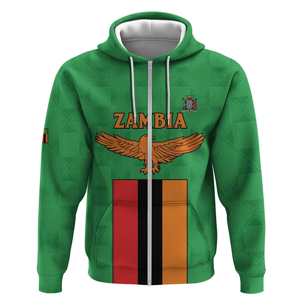 Personalised Zambia Hoodie Flag Style Mix Kente Pattern LT15