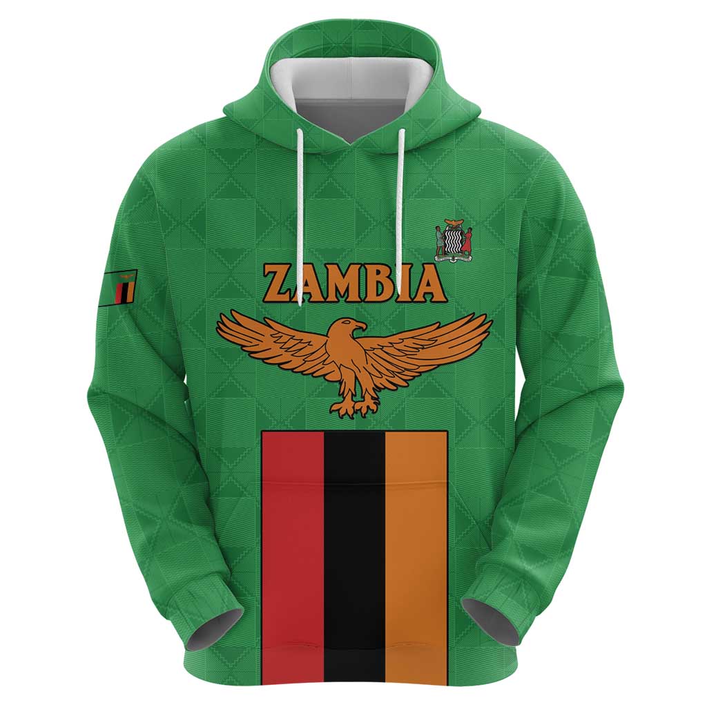Personalised Zambia Hoodie Flag Style Mix Kente Pattern LT15