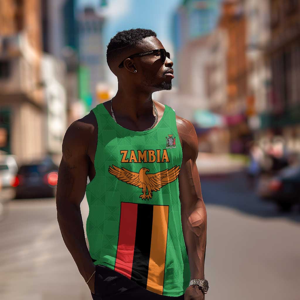 Personalised Afro Zambia Men Tank Top Flag Style Mix Kente Pattern LT15