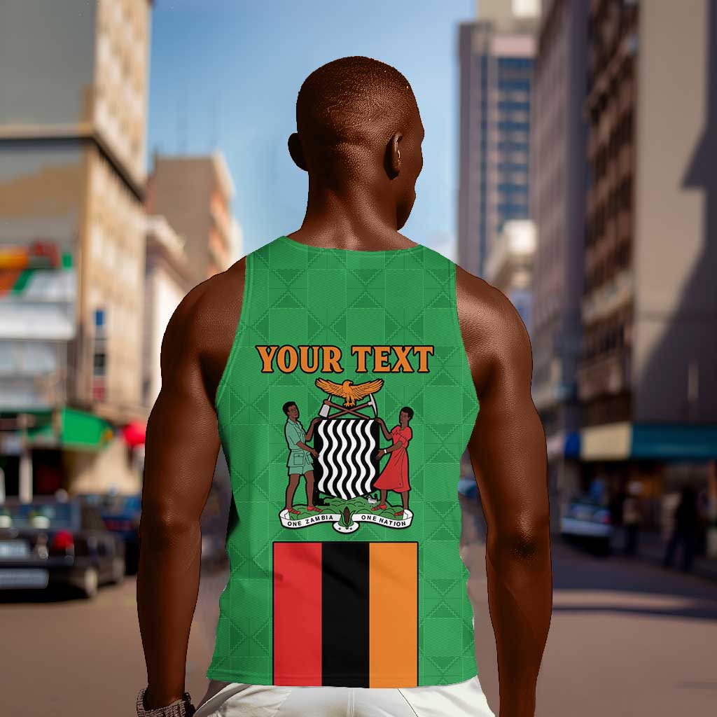 Personalised Afro Zambia Men Tank Top Flag Style Mix Kente Pattern LT15