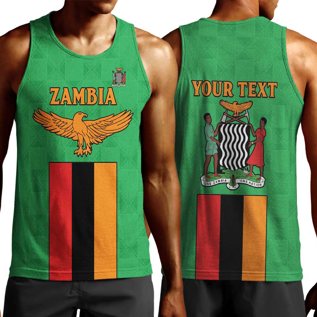Personalised Afro Zambia Men Tank Top Flag Style Mix Kente Pattern LT15