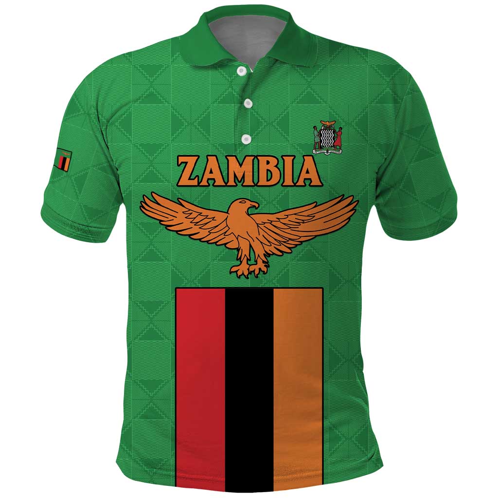 Personalised Zambia Polo Shirt Flag Style Mix Kente Pattern LT15