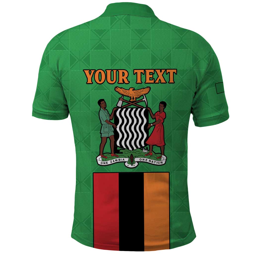 Personalised Zambia Polo Shirt Flag Style Mix Kente Pattern LT15
