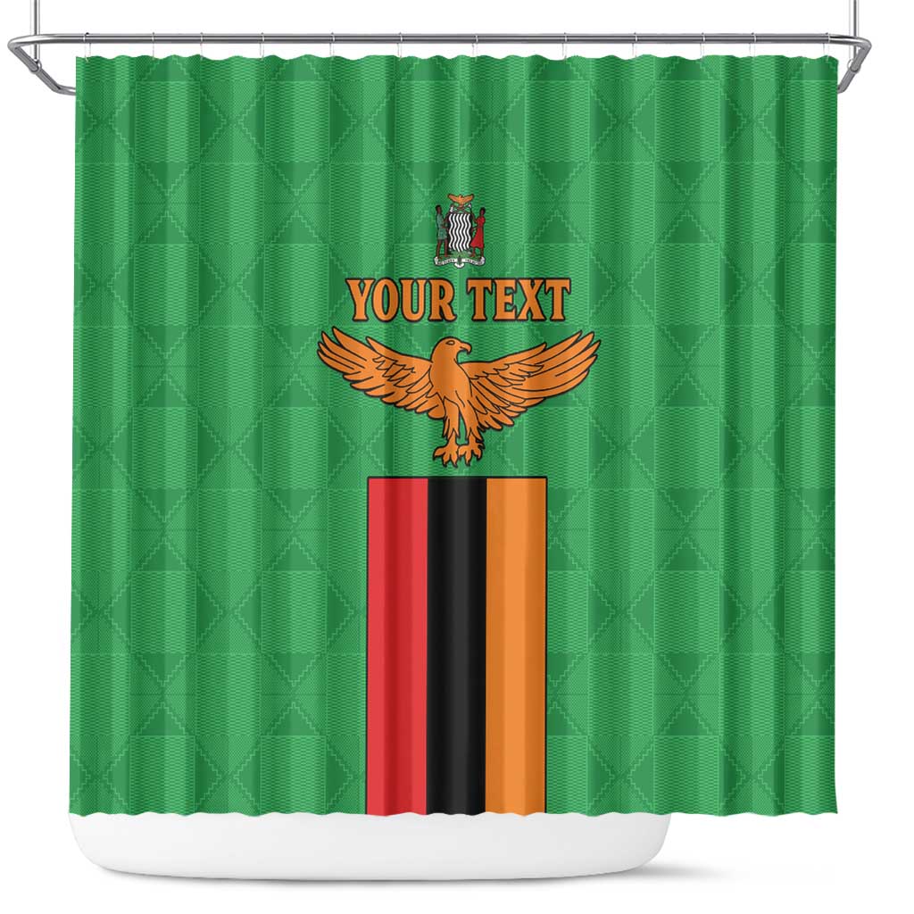 Personalised Zambia Shower Curtain Flag Style Mix Kente Pattern LT15