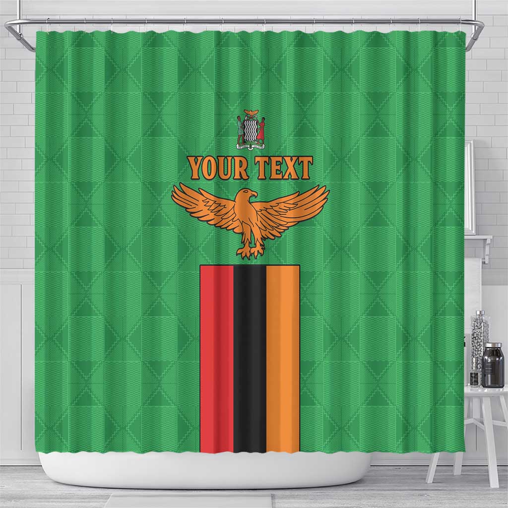 Personalised Zambia Shower Curtain Flag Style Mix Kente Pattern LT15