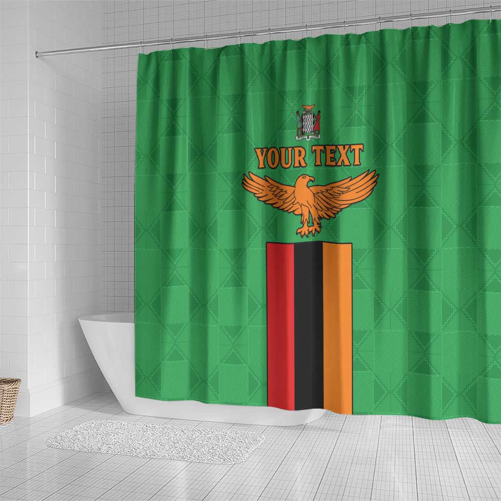 Personalised Zambia Shower Curtain Flag Style Mix Kente Pattern LT15