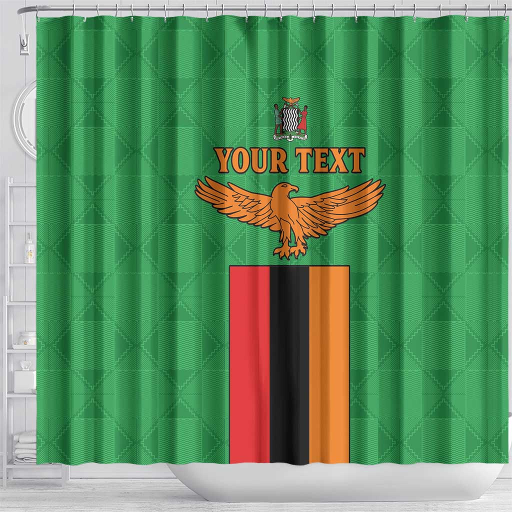 Personalised Zambia Shower Curtain Flag Style Mix Kente Pattern LT15