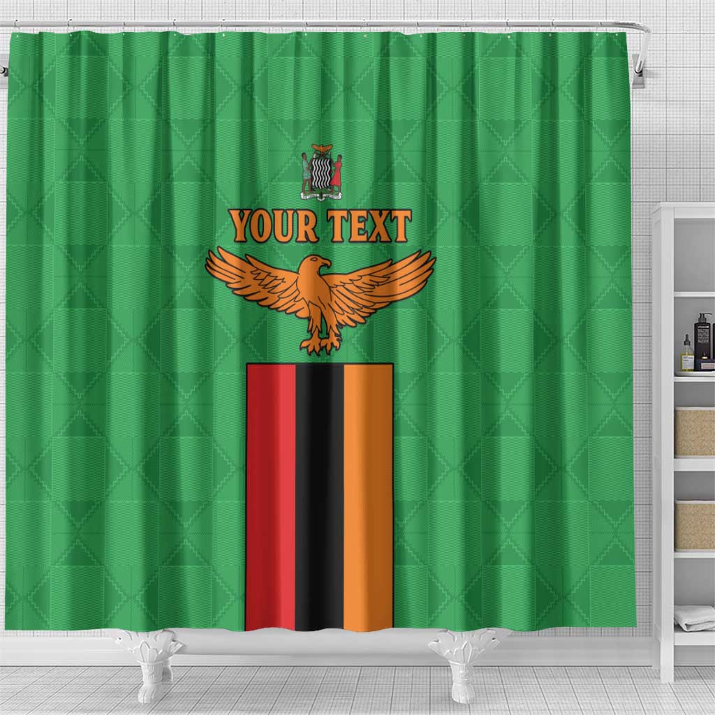 Personalised Zambia Shower Curtain Flag Style Mix Kente Pattern LT15