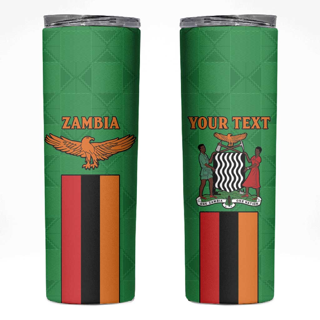 Personalised Afro Zambia Skinny Tumbler Flag Style Mix Kente Pattern LT15