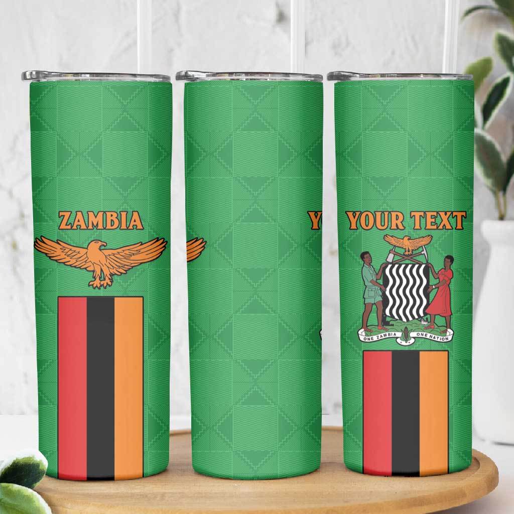 Personalised Afro Zambia Skinny Tumbler Flag Style Mix Kente Pattern LT15