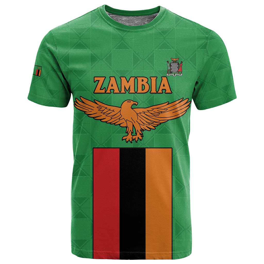 Personalised Afro Zambia T shirt Flag Style Mix Kente Pattern LT15