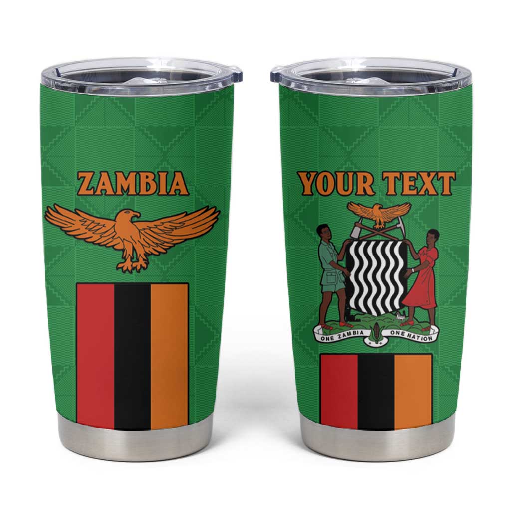 Personalised Afro Zambia Tumbler Cup Flag Style Mix Kente Pattern LT15