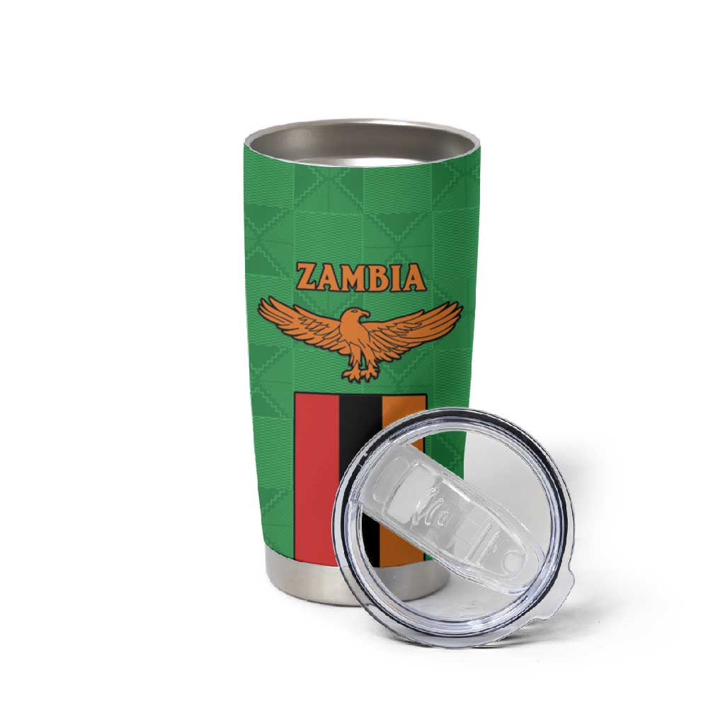 Personalised Afro Zambia Tumbler Cup Flag Style Mix Kente Pattern LT15