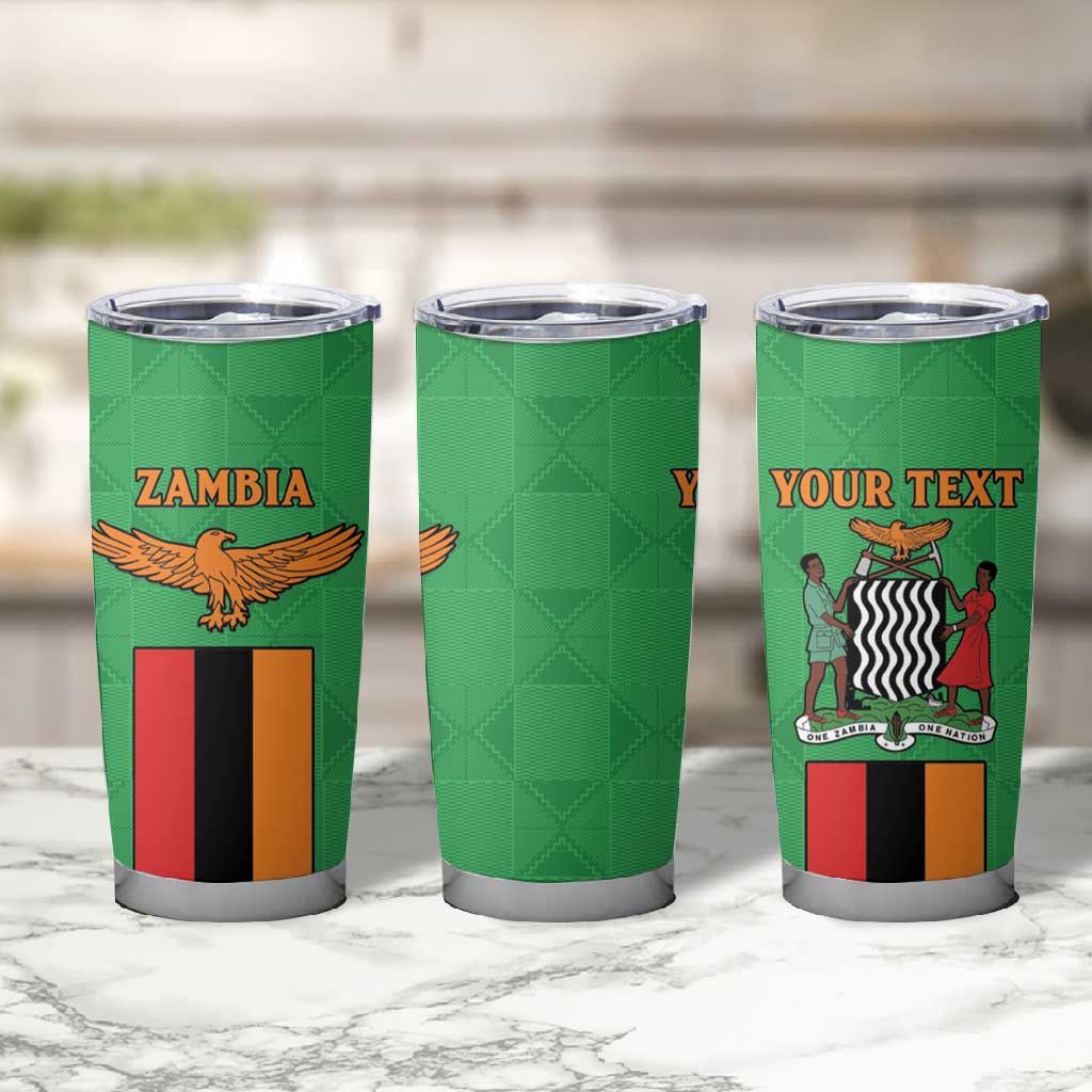 Personalised Afro Zambia Tumbler Cup Flag Style Mix Kente Pattern LT15