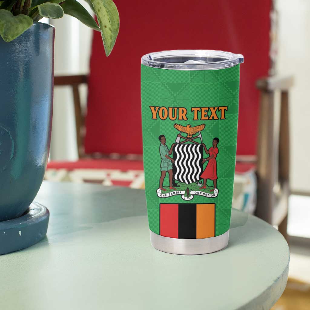 Personalised Afro Zambia Tumbler Cup Flag Style Mix Kente Pattern LT15