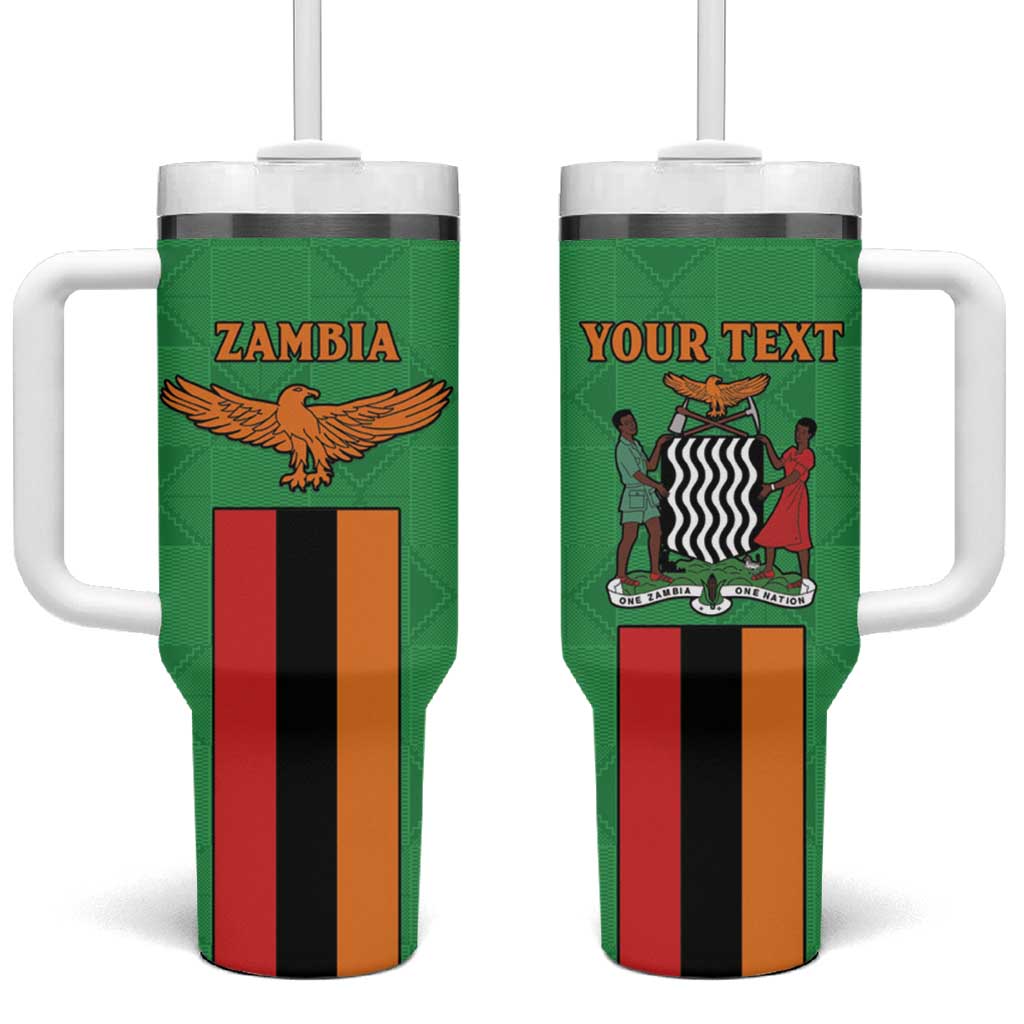 Personalised Afro Zambia Tumbler With Handle Flag Style Mix Kente Pattern LT15