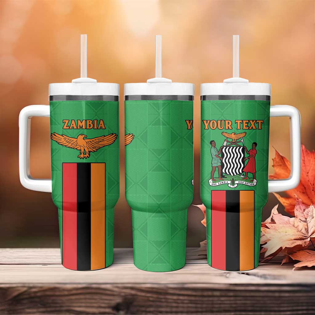 Personalised Afro Zambia Tumbler With Handle Flag Style Mix Kente Pattern LT15
