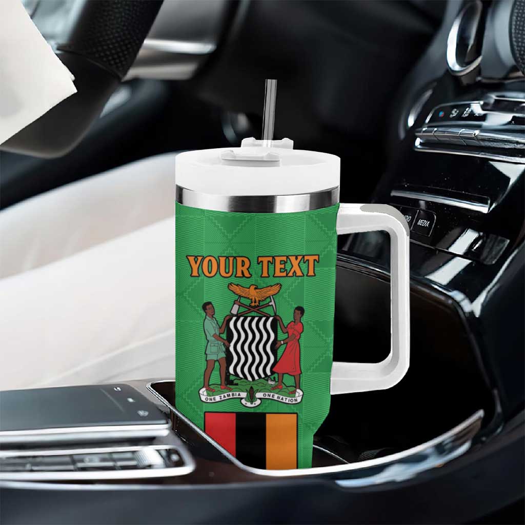 Personalised Afro Zambia Tumbler With Handle Flag Style Mix Kente Pattern LT15