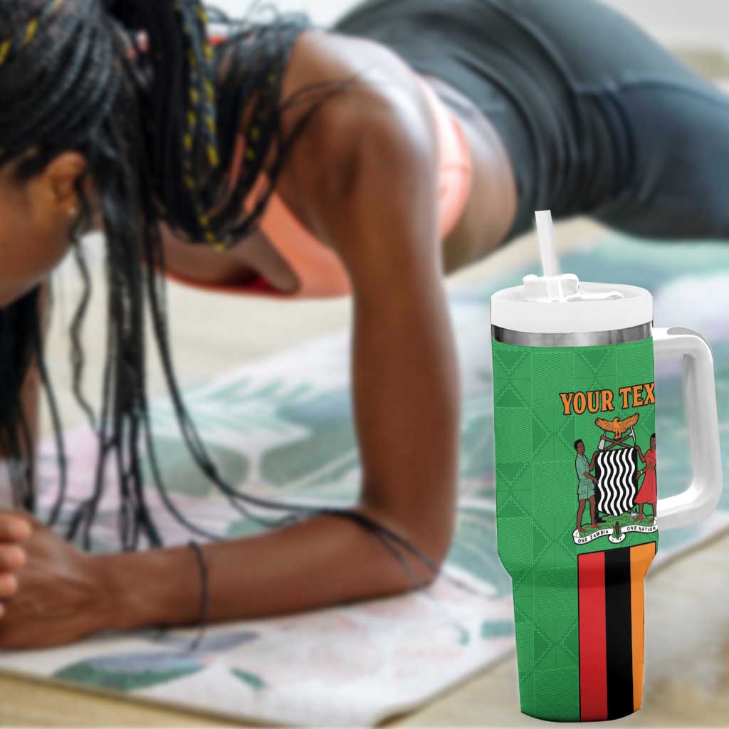 Personalised Afro Zambia Tumbler With Handle Flag Style Mix Kente Pattern LT15
