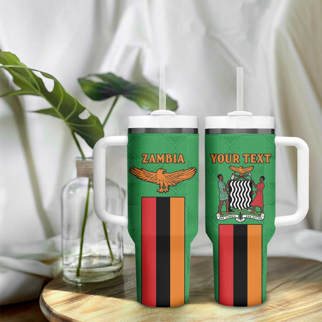Personalised Afro Zambia Tumbler With Handle Flag Style Mix Kente Pattern LT15