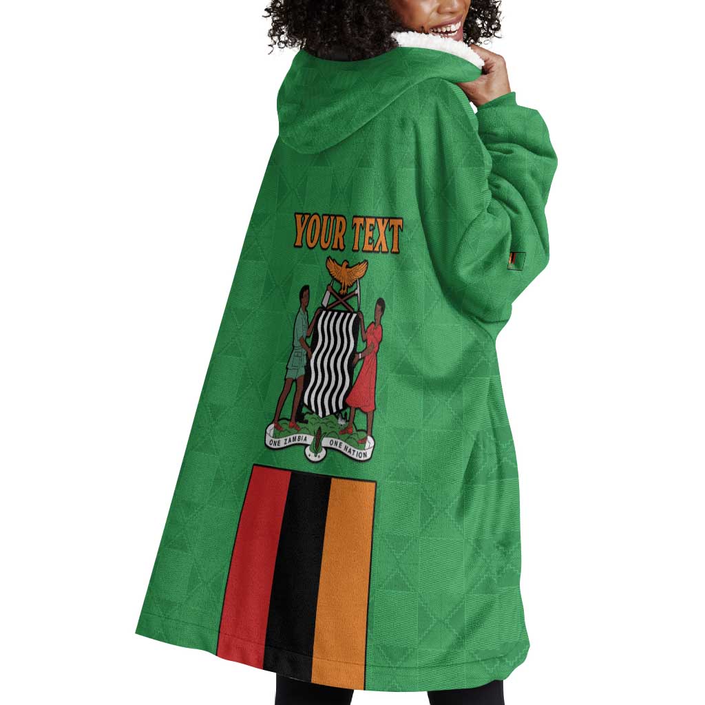Personalised Afro Zambia Wearable Blanket Hoodie Flag Style Mix Kente Pattern LT15