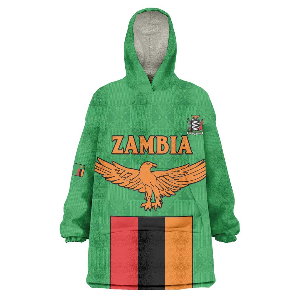 Personalised Afro Zambia Wearable Blanket Hoodie Flag Style Mix Kente Pattern LT15