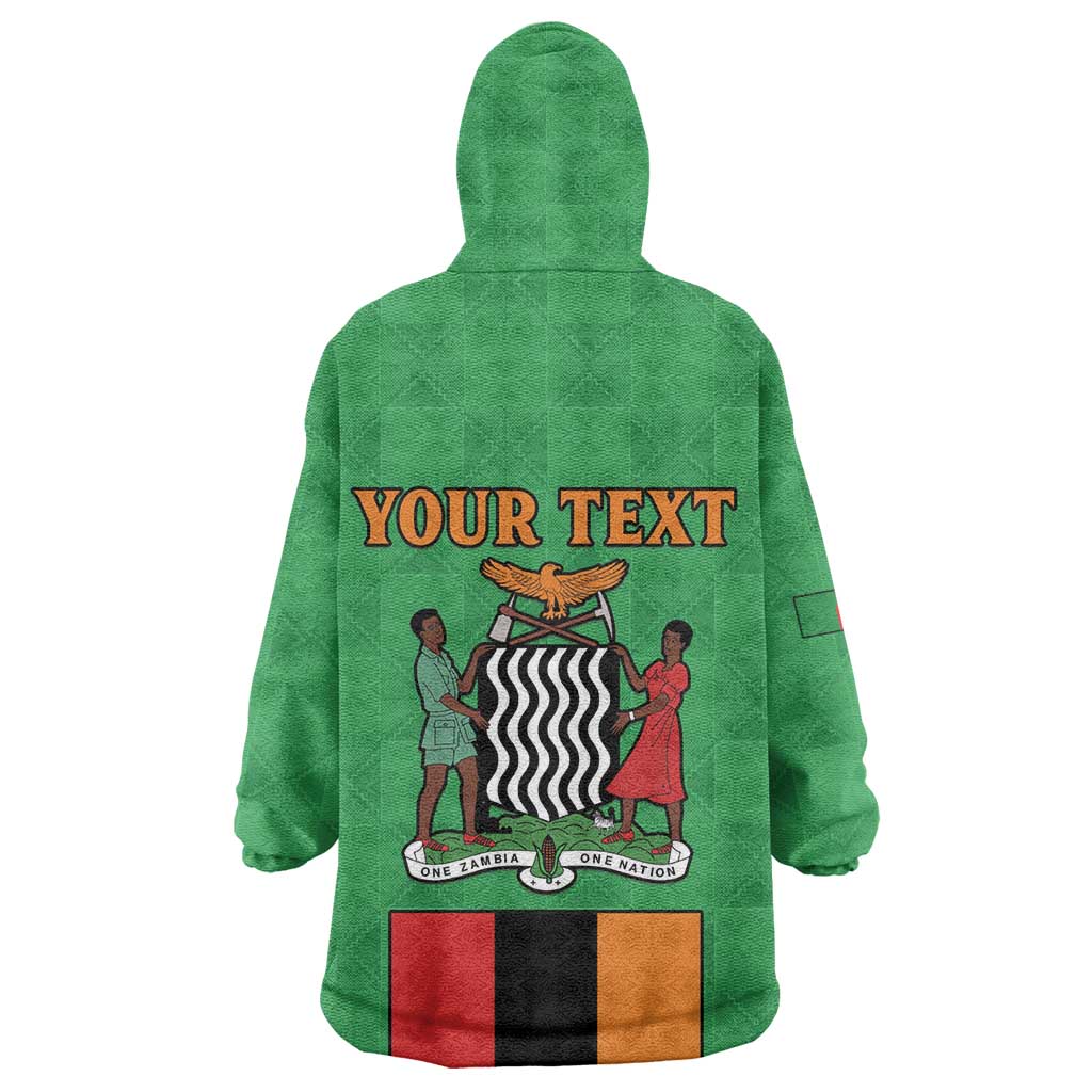 Personalised Afro Zambia Wearable Blanket Hoodie Flag Style Mix Kente Pattern LT15