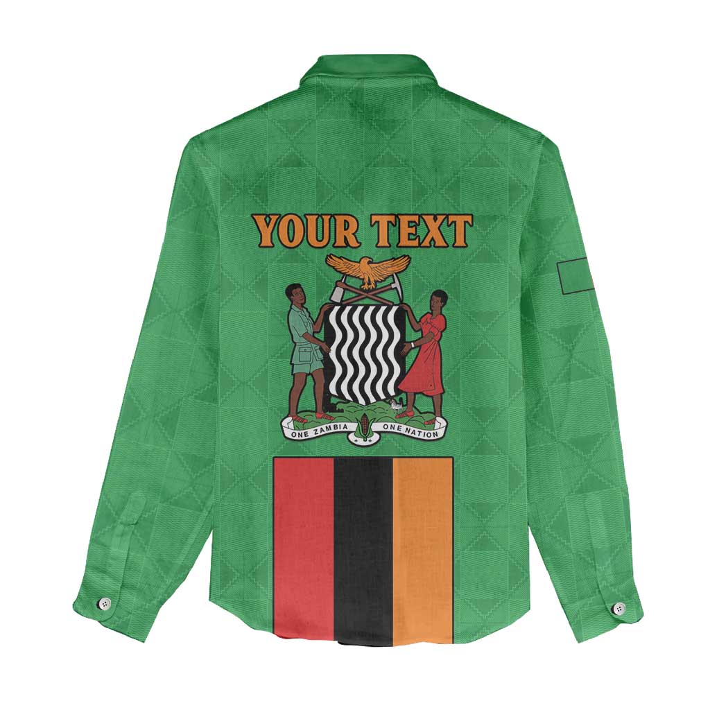 Personalised Afro Zambia Women Casual Shirt Flag Style Mix Kente Pattern LT15