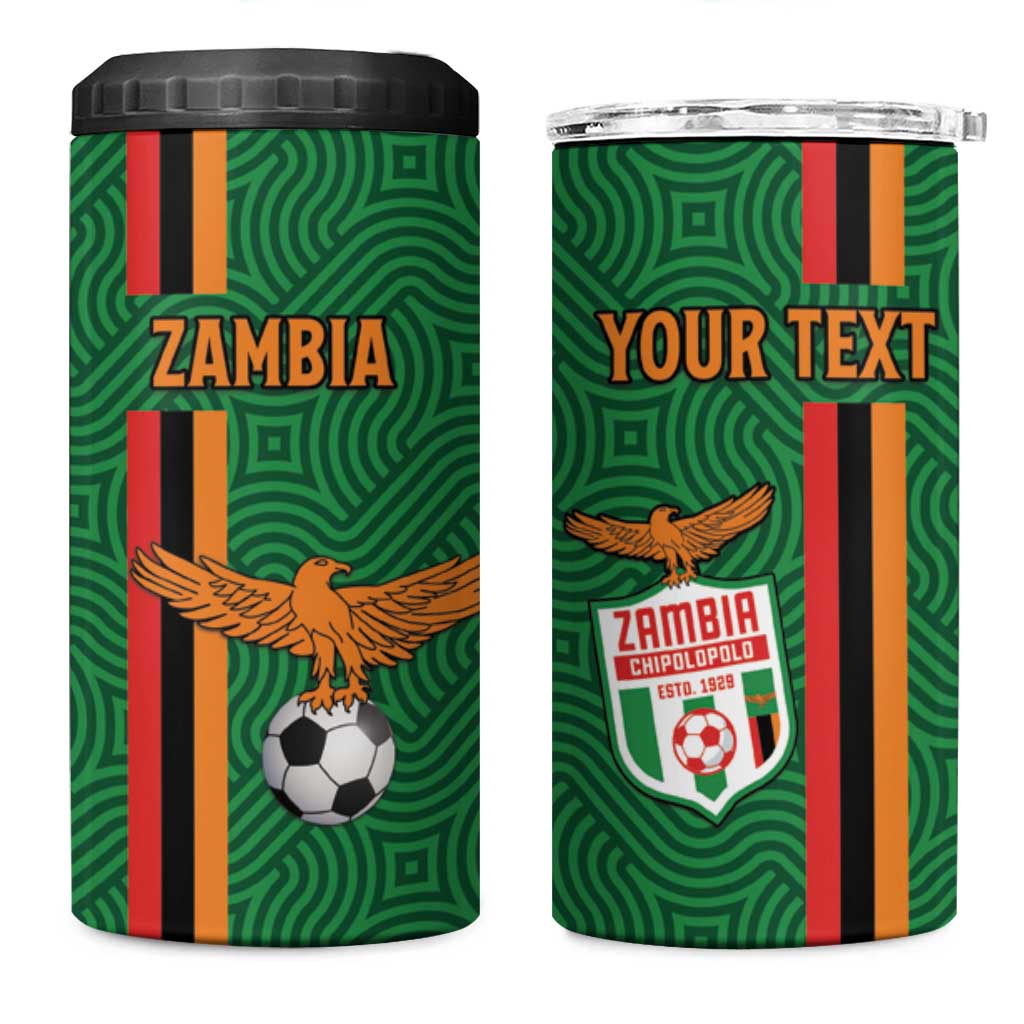 Custom Zambia Football 4 in 1 Can Cooler Tumbler Go Chipolopolo LT15