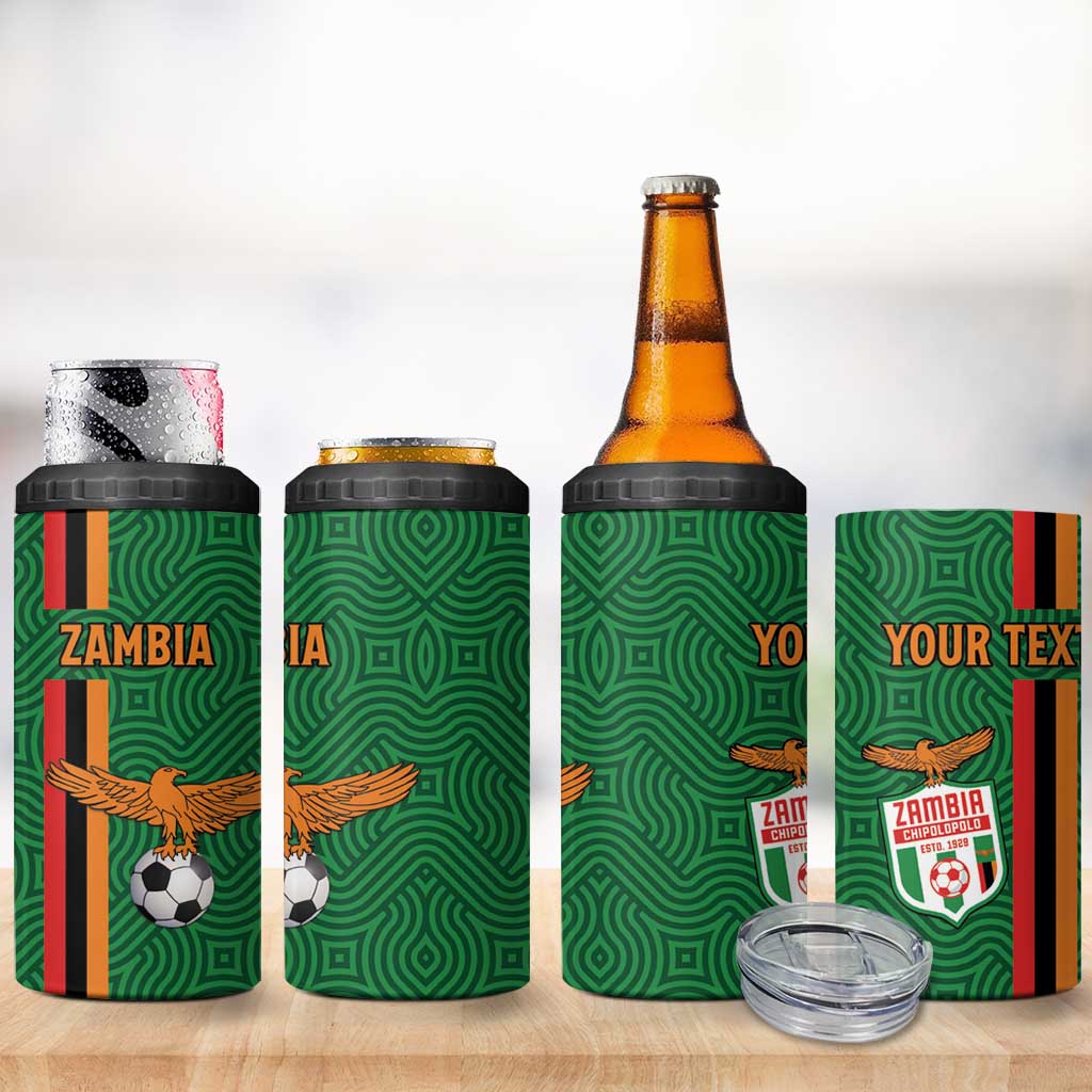 Custom Zambia Football 4 in 1 Can Cooler Tumbler Go Chipolopolo LT15