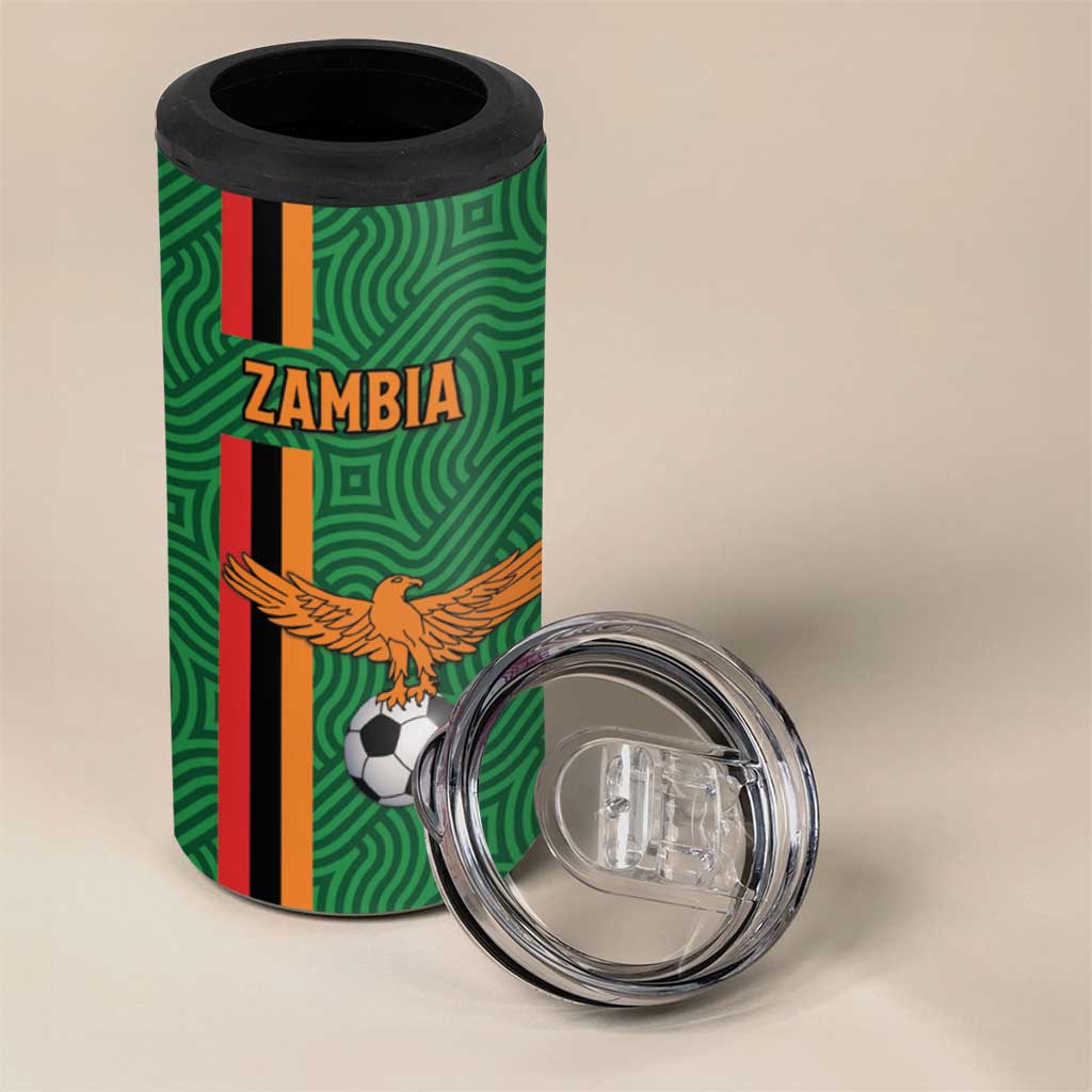 Custom Zambia Football 4 in 1 Can Cooler Tumbler Go Chipolopolo LT15