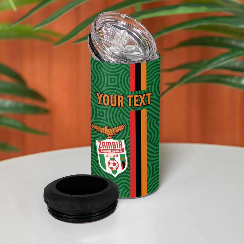 Custom Zambia Football 4 in 1 Can Cooler Tumbler Go Chipolopolo LT15