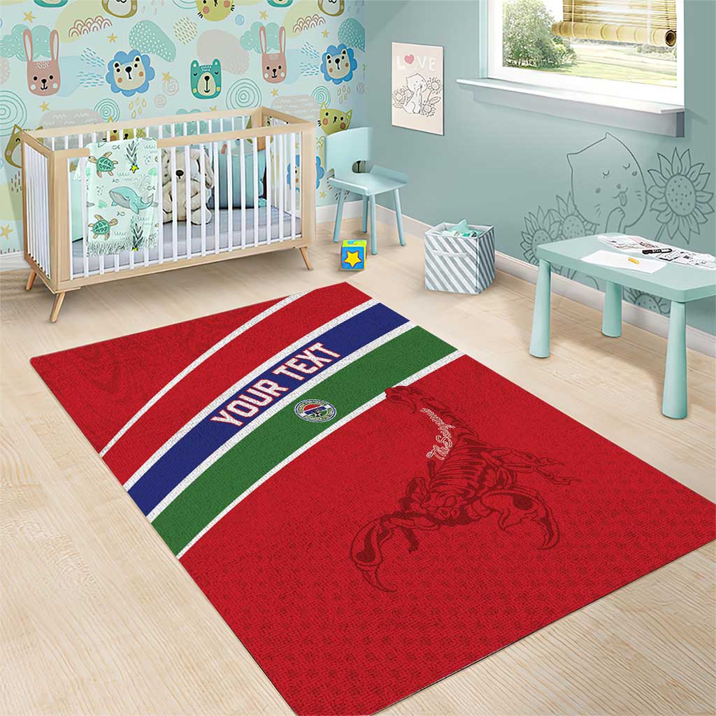 Custom Gambia Football Area Rug Scorpions Never Die LT15