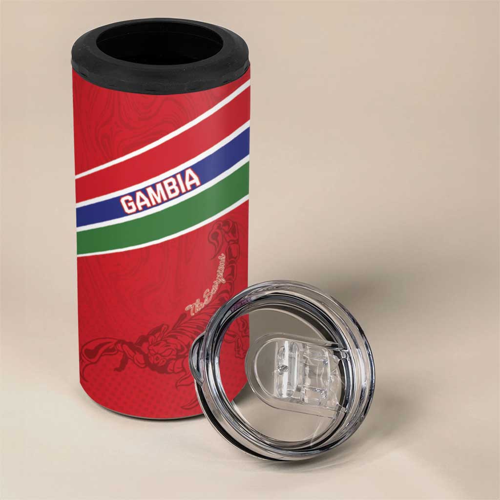Custom Gambia Football 4 in 1 Can Cooler Tumbler Scorpions Never Die LT15