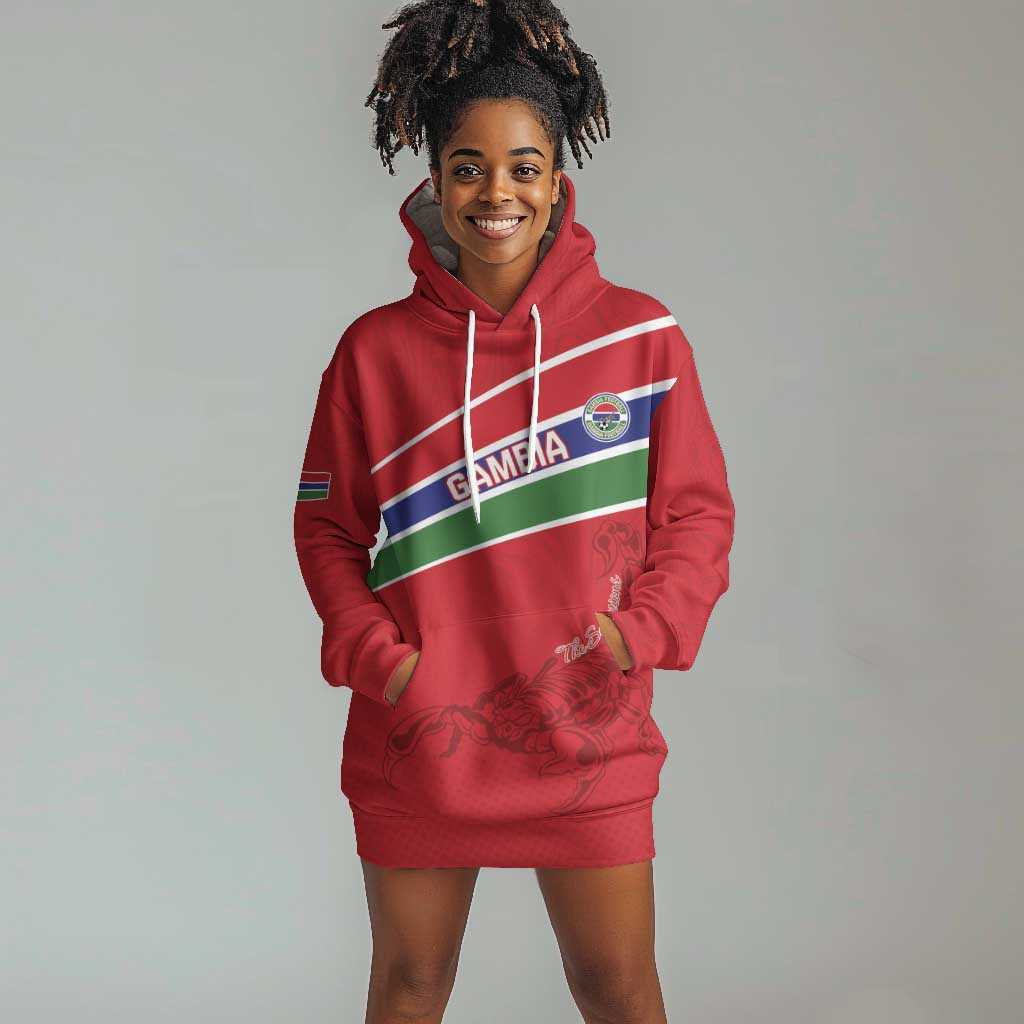 Custom Gambia Football Hoodie Dress Scorpions Never Die LT15