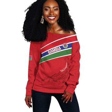 Custom Gambia Football Off Shoulder Sweater Scorpions Never Die LT15