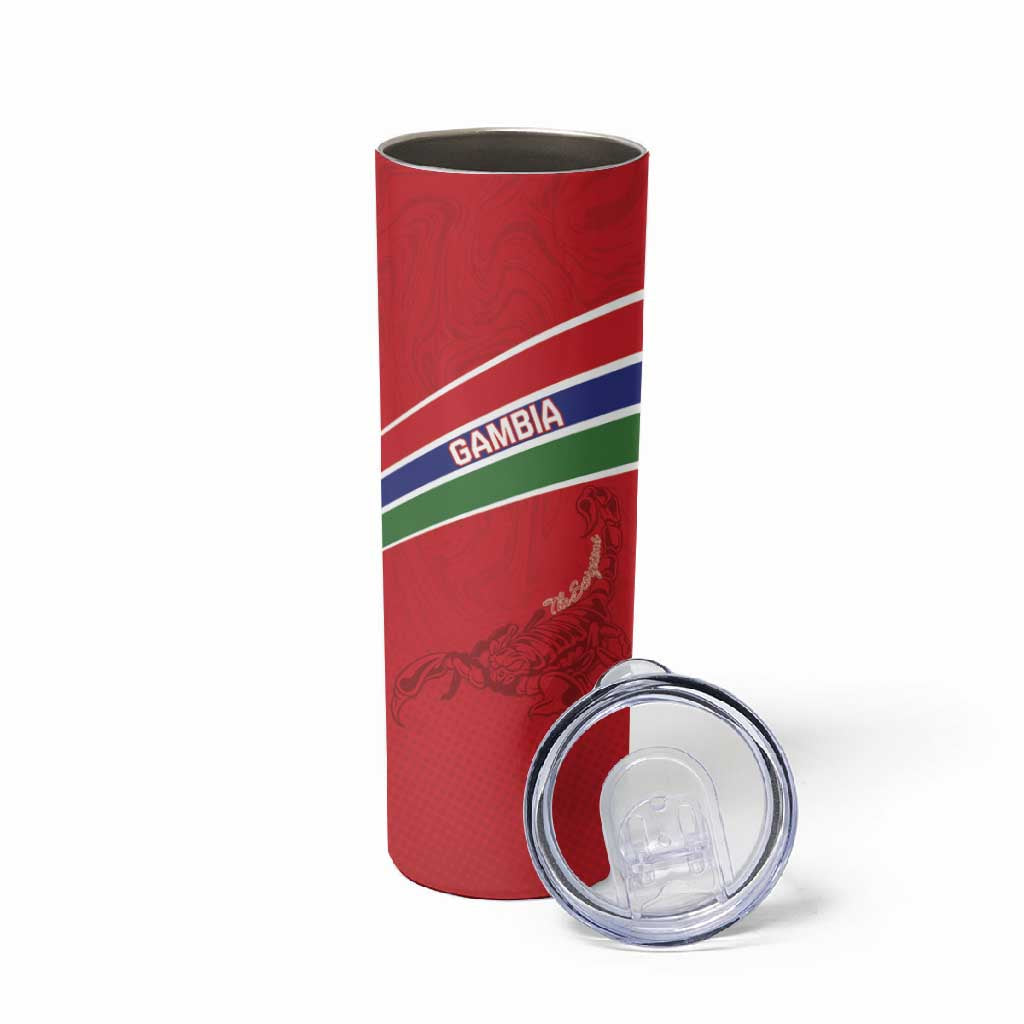 Custom Gambia Football Skinny Tumbler Scorpions Never Die LT15