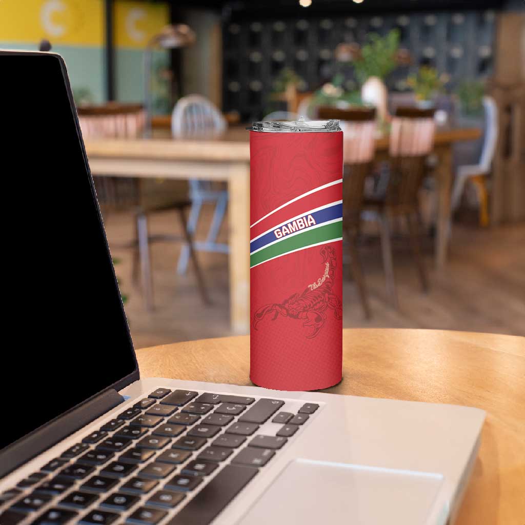 Custom Gambia Football Skinny Tumbler Scorpions Never Die LT15
