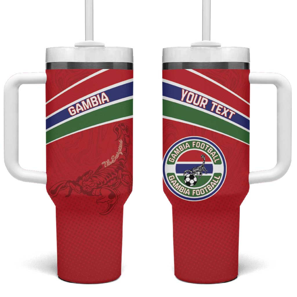 Custom Gambia Football Tumbler With Handle Scorpions Never Die LT15