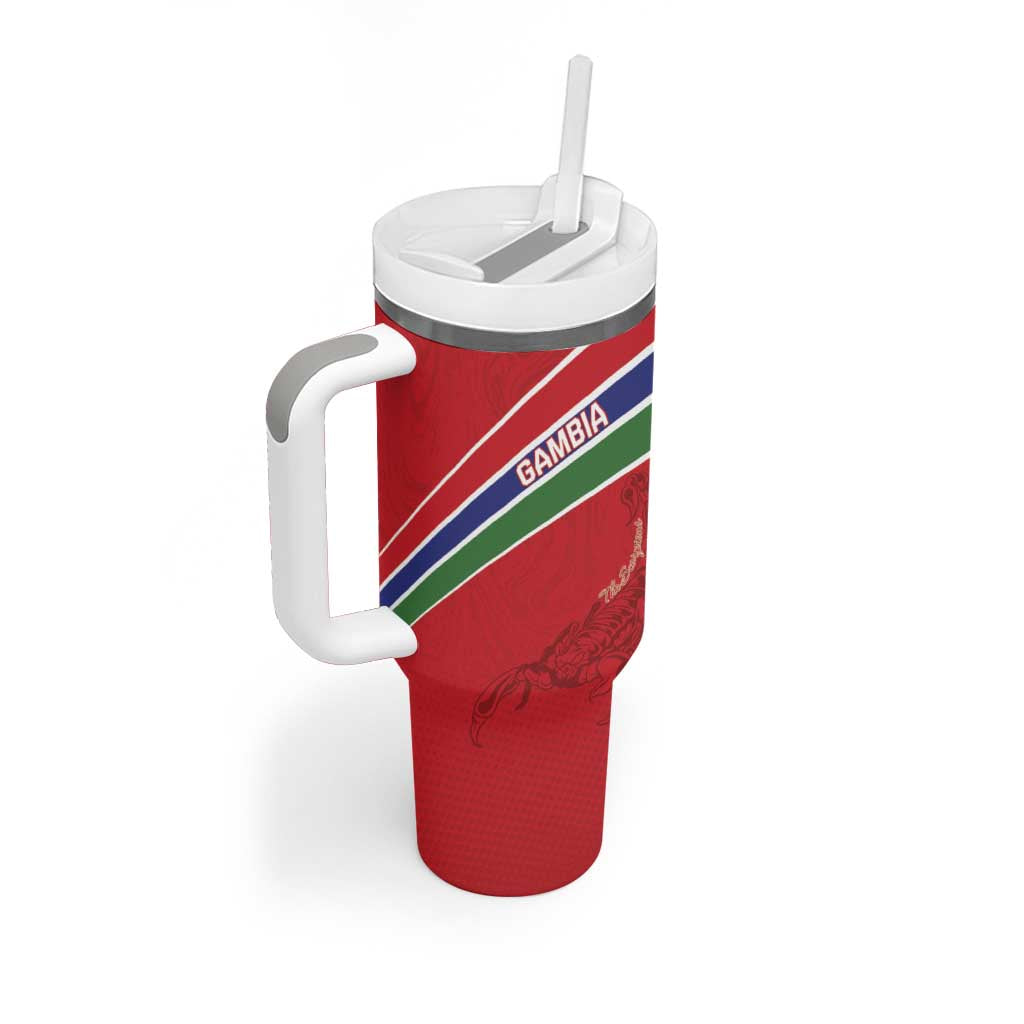 Custom Gambia Football Tumbler With Handle Scorpions Never Die LT15