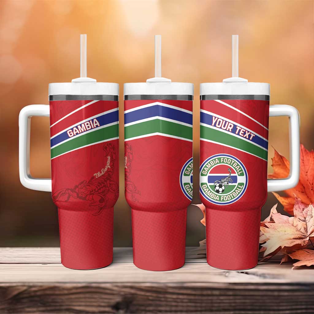 Custom Gambia Football Tumbler With Handle Scorpions Never Die LT15