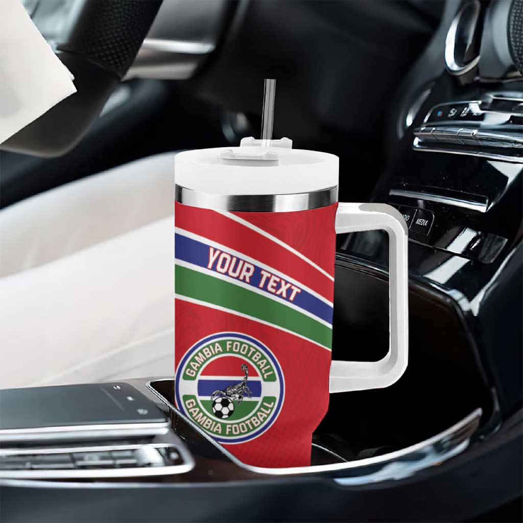 Custom Gambia Football Tumbler With Handle Scorpions Never Die LT15